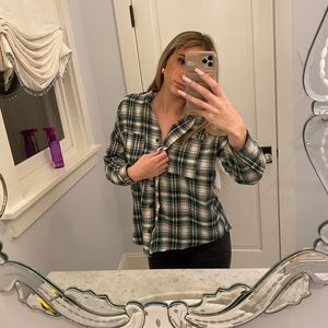 Cute green and white flannel